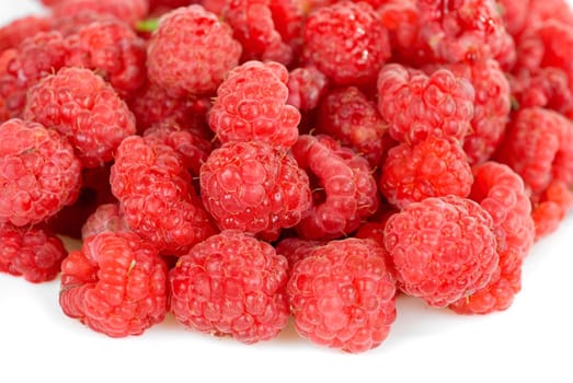 fresh raspberry closeup on a white background