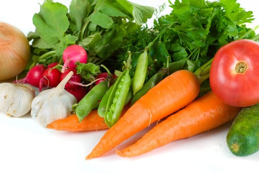 heap of vegetables isolated on white background