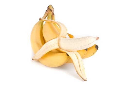Ripe bananas isolated on a white background
