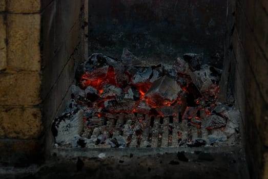 photo of the live coals at stove