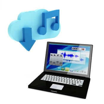Music Download Cloud Computing concept - 3D render