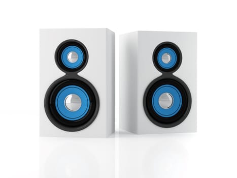 Stereo loudspeakers isolated on white background - 3D Render