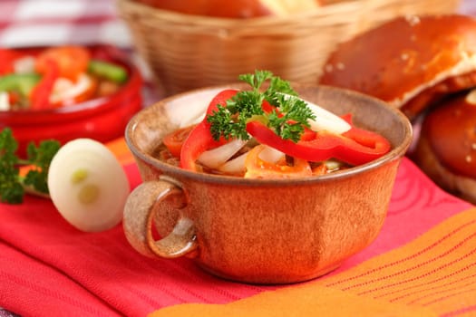 Lesco - originally Hungarian thick vegetable stew with peppers, onion and tomato