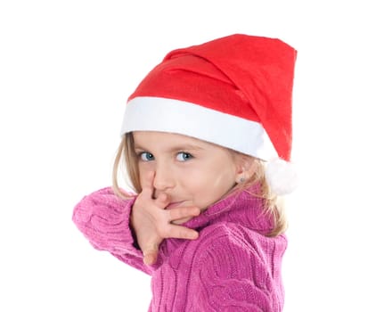 Little girl with santa hat