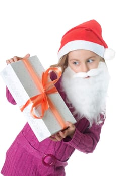 Little girl with Christmas gift