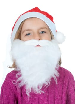 Little girl with santa hat and beard