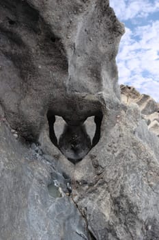 a heart shape in a rock formation in ballybunion county kerry ireland