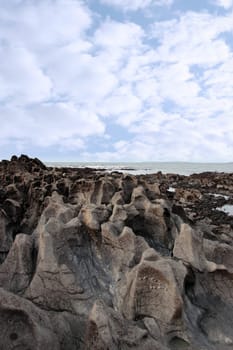 a scenic view of beautiful rocky ballybunion beach in kerry ireland