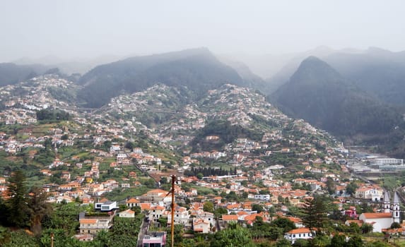 Panoramic city Funchal in Madeira island, Portugal