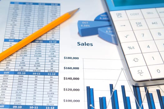 A business strategy using color charts and a calculator