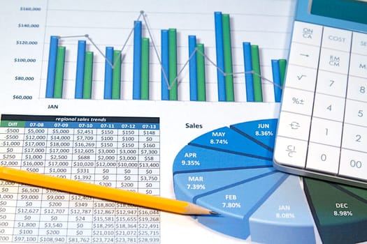 A business strategy using color charts and a calculator