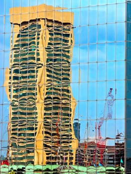Reflection of a highrise building at Baltimore Inner Harbor, Maryland