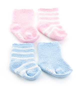 Arrangement of two pairs of infant socks for baby shower