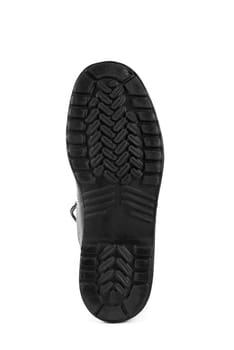 shoe sole of black boot isolated on a white background