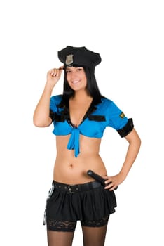sexy policewoman isolated on a white