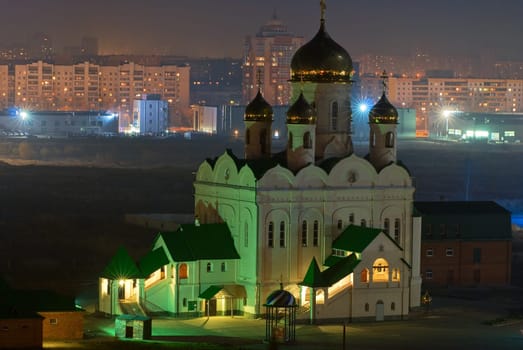 church at night city