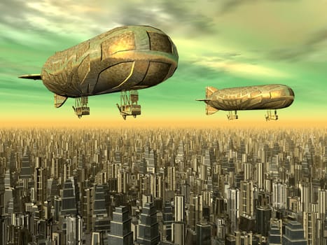 Megacity with airships
