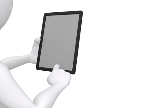 businessman working on Ipad - 3d illustration