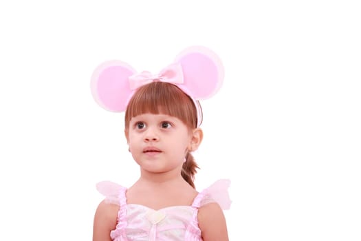 Portrait of a happy little girl wearing rabbit ears