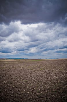 Extremadura landscape with the field ready to growth
