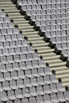 Rows of seats in an open-air theater