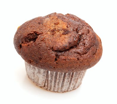 Homemade Brown Chocolate Muffin on White Background