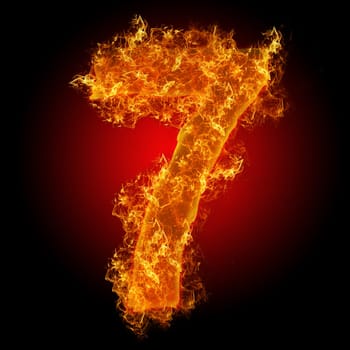 Fire number 7 on a black background