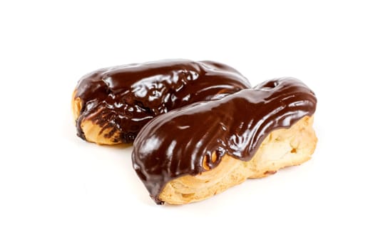 Chocolate Cream eclairs isolated on a white background