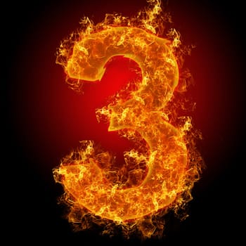Fire number 3 on a black background