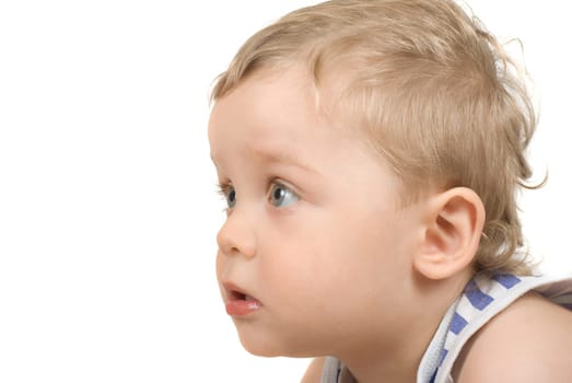 cute one year old boy studio portrait
