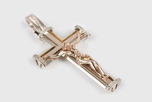 gold cross isolated on a white background