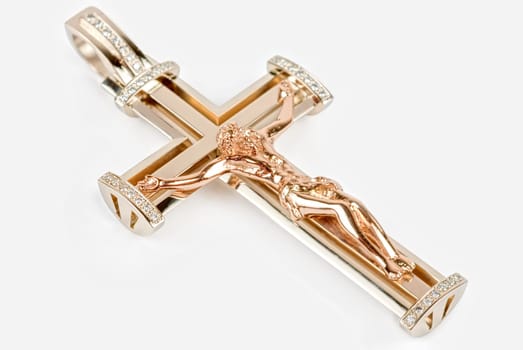 gold cross isolated on a white background