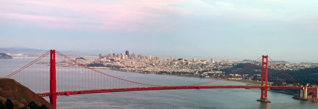 Golden Gate Bridge and San Francisco Bay Area City Skyline Panorama