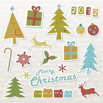 Christmas retro pop art elements