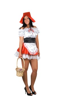 Sexy Little Red Riding Hood isolated on a white