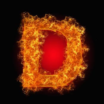 Fire letter D on a black background