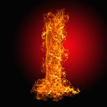 Fire letter I on a black background