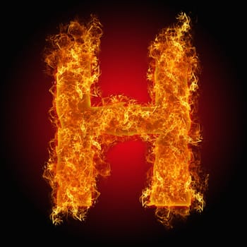 Fire letter H on a black background