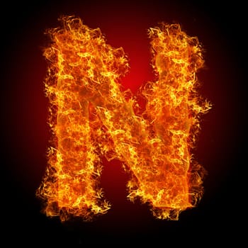 Fire letter N on a black background