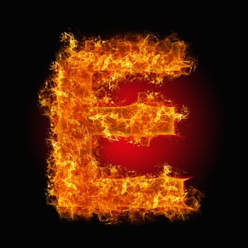 Fire letter E on a black background