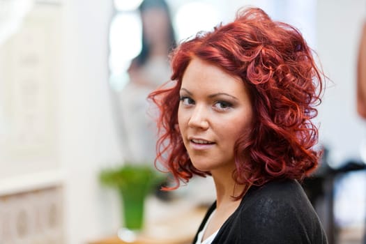 Portrait of a woman at the hair salon