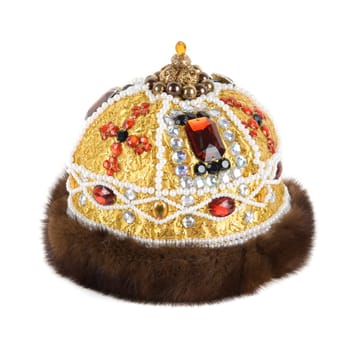 Regal kings fur crown isolated on a white background