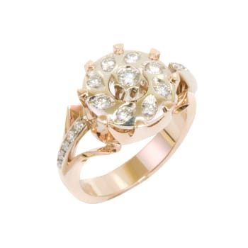 Ring of gold and white gold on white