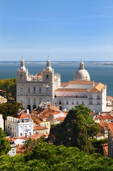 Panorama of a old traditional neighborhood in Lisbon