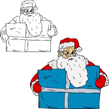vector - Santa Claus with present for you, isolated on background