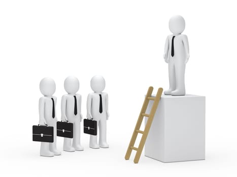 3d business team leader on a cube