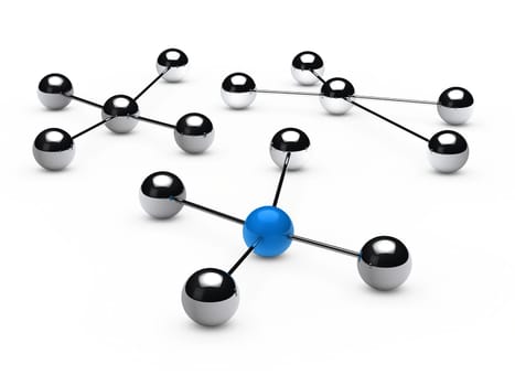 Leadership concept with blue sphere and chrome