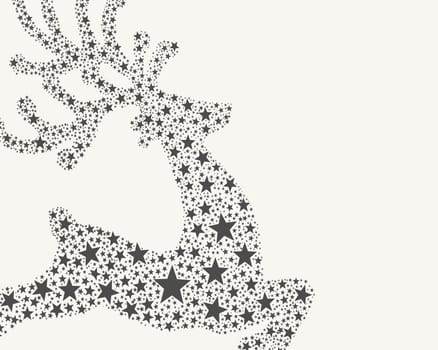 reindeer gray from stars flying on background