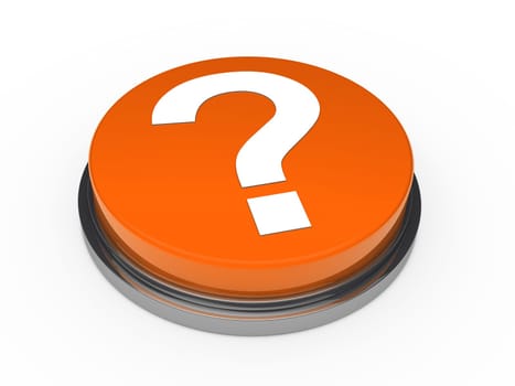 3d button orange with question mark sign