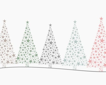 5 christmas trees colorful in a series